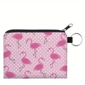 Flamingo Coin Purse Pink Flamingo, Key Ring Zip Top